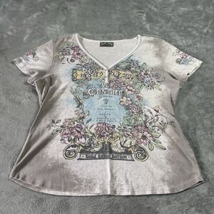 VTG Y2K Vanilla Sugar AOP Floral Baby Tee Style Tshirt Womens Size L Indie Whims